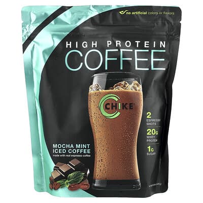 Chike Nutrition Кофе со льдом с высоким содержанием белка, Mocha Mint, 14.8 oz (420 g)