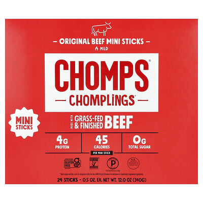 Chomplings®, Original Beef Mini Sticks, Mild, 24 Sticks, 0.5 oz (14 g) Each