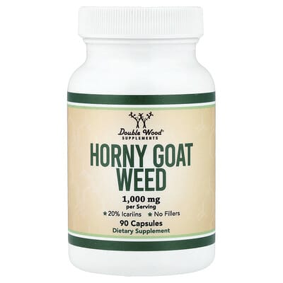 Double Wood Supplements Horny Goat Weed, 90 капсул (500 мг на капсулу)