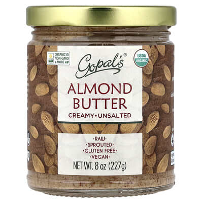 Organic Almond Butter, Creamy, Unsalted, 8 oz (227 g)