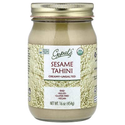 Organic Sesame Tahini, Creamy, Unsalted, 16 oz (454 g)
