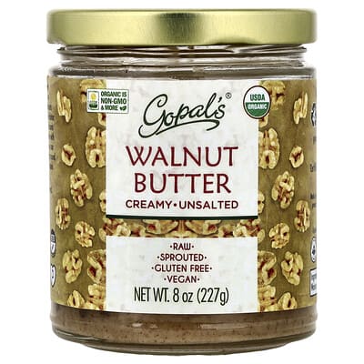Organic Walnut Butter, Creamy, Unsalted, 8 oz (227 g)