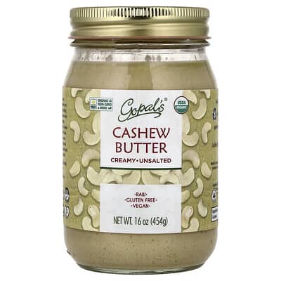 Органическая паста из кешью Gopal's Creamy Unsalted 16 oz (454 g)