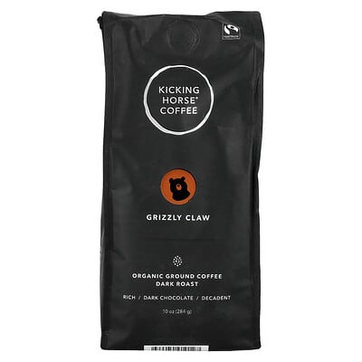 Kicking Horse Органический молотый кофе Grizzly Claw, темная обжарка, 10 oz (284 g)