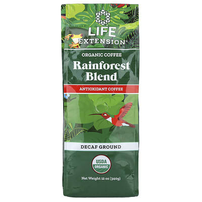 Кофе органический Rainforest Blend, молотый, без кофеина, 12 oz (340 g)