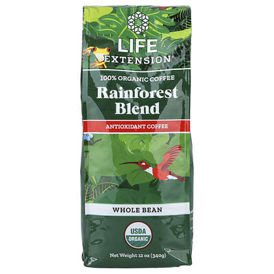 Органический кофе Life Extension Rainforest Blend, цельное зерно, 12 oz (340 g)