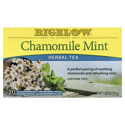 Травяной чай, ромашка с мятой, без кофеина, 20 чайных пакетиков, 1.09 oz (30 g)