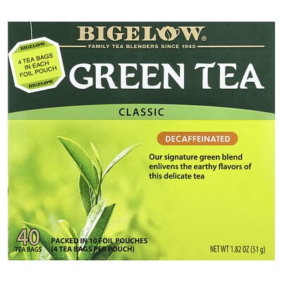 Green Tea, Classic, Decaffeinated, 40 Tea Bags, 1.82 oz (51 g)