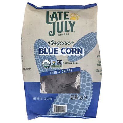 Organic Tortilla Chips, Thin & Crispy, Blue Corn, 10.1 oz (286 g)
