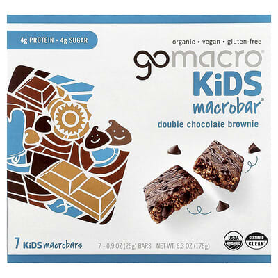 Детский батончик MacroBar®, Double Chocolate Brownie, 7 штук, 0.9 oz (25 g) каждый