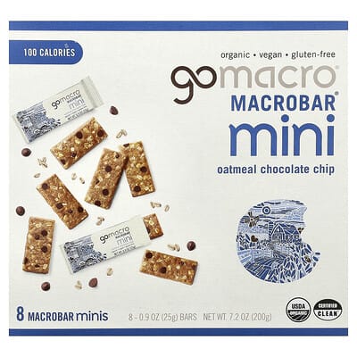 MacroBar® Mini, Oatmeal Chocolate Chip, 8 Bars, 0.9 oz (25 g) Each