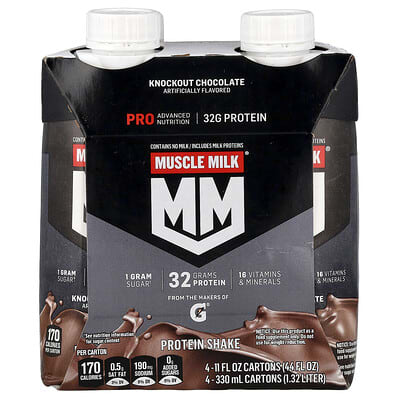 Pro Advanced Nutrition, Protein Shake, Knockout Chocolate, 4 Cartons, 11 fl oz (330 ml) Each
