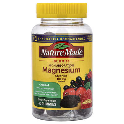 Magnesium Glycinate Gummies, Mixed Berry, 40 Gummies (50 mg per Gummy)