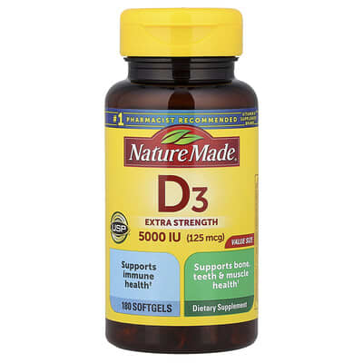 Vitamin D3, 125 mcg (5,000 IU), 180 Softgels