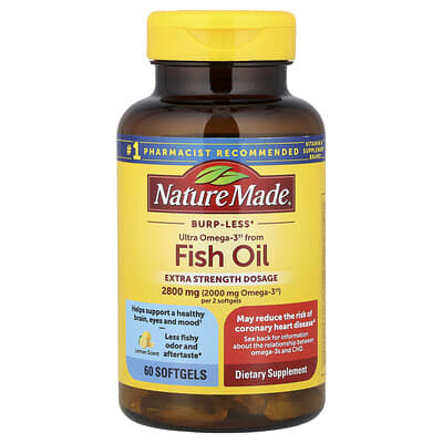 Рыбий жир Nature Made Lemon, 60 Softgels (1,400 mg per Softgel)