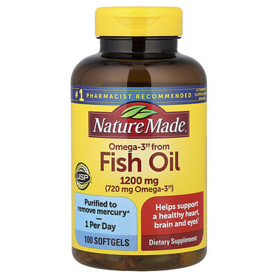 Nature Made рыбий жир, 1,200 mg, 100 мягких капсул