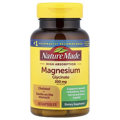 Magnesium Glycinate, 60 Capsules (100 mg per Capsule)