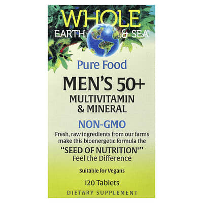 Мужские витаминно-минеральные комплексы Whole Earth & Sea®, 50+ Multivitamin & Mineral, 120 таблеток