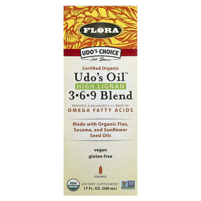Масло Udo's Choice Organic Udo's Oil, High Lignan 3-6-9 Blend, 17 fl oz (500 ml)