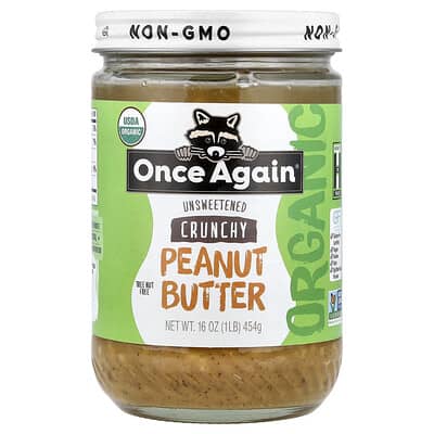 Once Again Органическая арахисовая паста, Crunchy, Unsweetened, 16 oz (454 g)