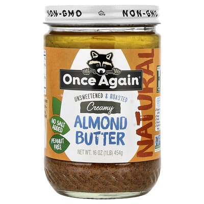 Арахисовое масло Once Again Creamy, несоленое и обжаренное, 16 oz (454 g)