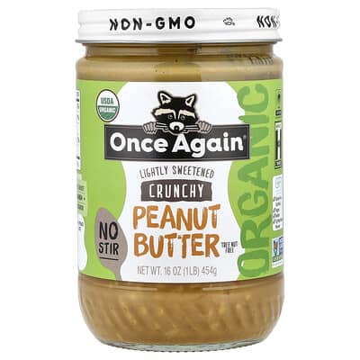 Organic Peanut Butter, Crunchy, Lightly Sweetened, 16 oz (454 g)