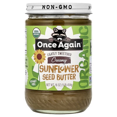 Органическая сливовая паста из семян подсолнечника Once Again Lightly Sweetened 16 oz (454 g)