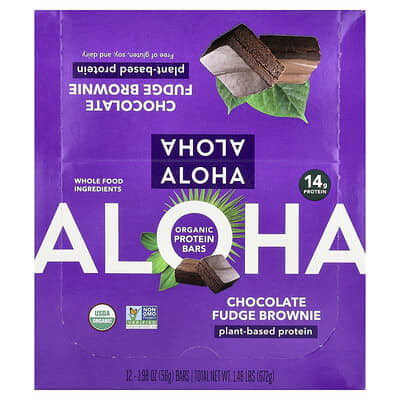 Протеиновые батончики Aloha Organic Chocolate Fudge Brownie, 12 шт. по 1.98 oz (56 g)