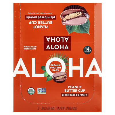 Протеиновые батончики Aloha с арахисовой пастой, 12 шт