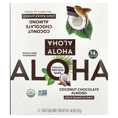 Протеиновые батончики Aloha Organic Coconut Chocolate Almond