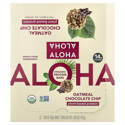 Aloha Органический протеиновый батончик Oatmeal Chocolate Chip 12 шт. 1.98 oz (56 g) каждый