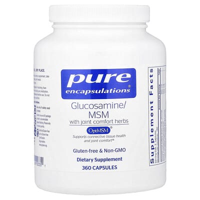 Глюкозамин MSM с травами для поддержки суставов, 360 капсул Pure Encapsulations