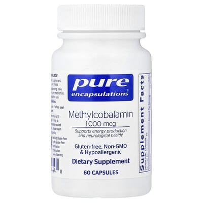 Метилкобаламин Pure Encapsulations, 1,000 mcg, 60 капсул