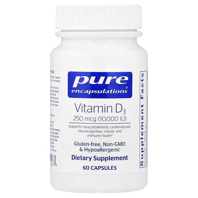 Vitamin D3, 250 mcg (10,000 IU), 60 Capsules