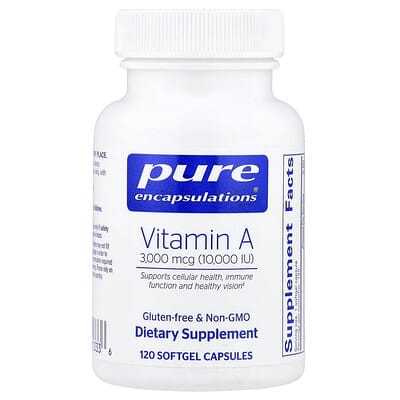 Pure Encapsulations Витамин A, 3,000 mcg (10,000 IU), 120 мягких капсул