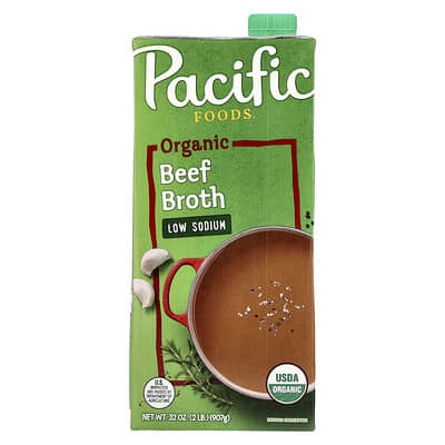 Pacific Foods Органический говяжий бульон, низкое содержание натрия, 32 oz (907 g)