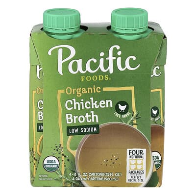 Куриный бульон Pacific Foods Organic Free Range, низкое содержание натрия, 4 шт. по 240 ml