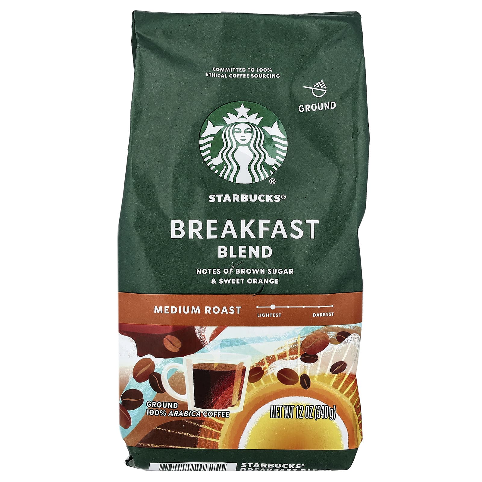 Breakfast Blend Coffee, Ground, Medium Roast, 12 oz (340 g)
