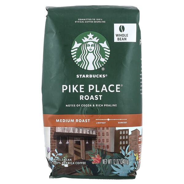 Кофе Pike Place®, цельные зерна, средняя обжарка, 12 унций (340 г)