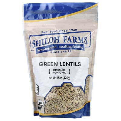 Зеленая чечевица Organic Green Lentils, 15 oz (425 g)