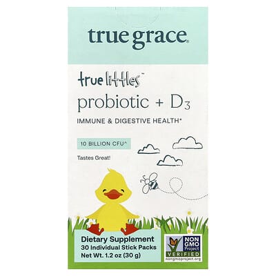 True Littles™ Probiotic + D3, 30 порционных стик-пакетов, 0.04 oz (1 g) каждый