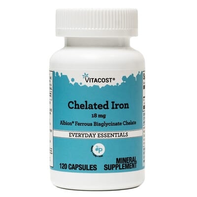 Vitacost хелатное железо, 18 mg, 120 капсул