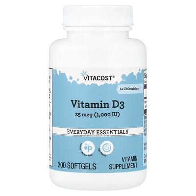 Vitamin D3, 25 mcg (1,000 IU), 200 Softgels