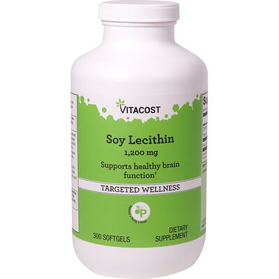 Лецитин соевый Vitacost 1,200 mg, 300 Softgels