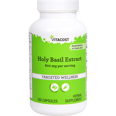 Экстракт базилика священного Holy Basil Extract, 180 Capsules (400 mg per Capsule)