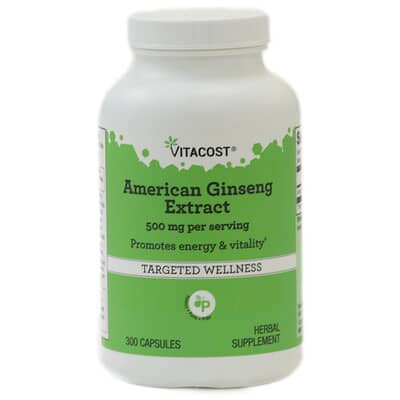 Экстракт американского женьшеня Vitacost, 300 капсул (250 mg на капсулу)