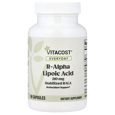Липоевая кислота R-Alpha Vitacost, 210 mg, 60 капсул