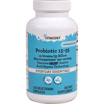 Пробиотик Vitacost 15-35 With NutraFlora® FOS, 120 Vegetarian Capsules