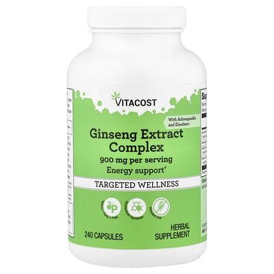 Комплекс экстракта женьшеня Vitacost, 240 капсул