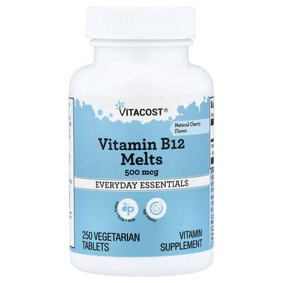 Vitamin B12 Melts, Natural Cherry, 500 mcg, 250 Vegetarian Tablets